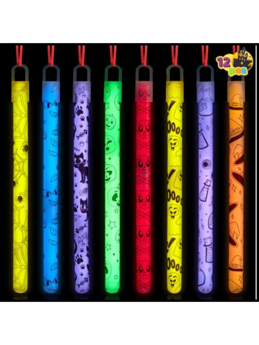 12 Pc Halloween Skeleton Glow Sticks Party Favors Trick or Treat Kids